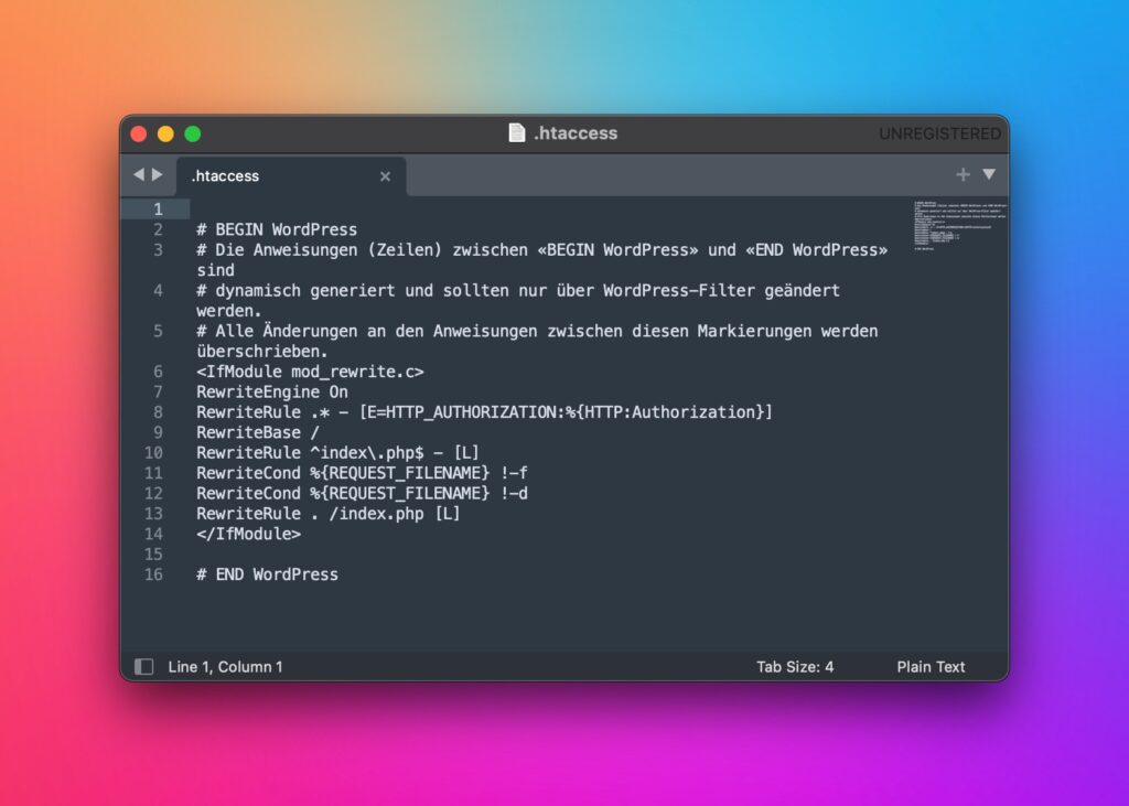 Beispiel einer WordPress .htaccess Datei